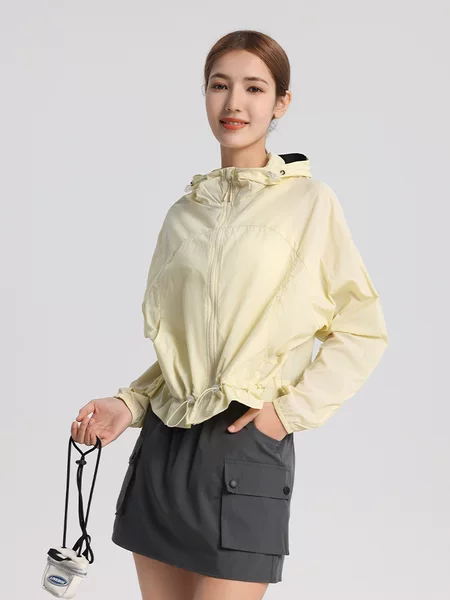 26 Young Shell Short Sun Protection Jacket for Women, Waist-Cinching Summer Uv Protection Thin Upf50+ Sports Slim Fit Sunscreen Clothing