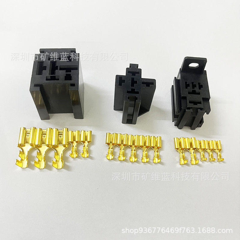 汽车继电器通用插座 纯铜端子底座 宽脚80A梅花脚40A紫罗兰30A