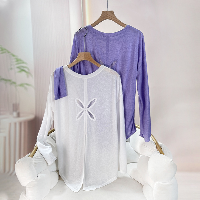 New Breathable Yoga Cover-Up for Women with Slits, Slimming Sports Fitness Top, Lightweight Yoga Wear, Loose Long Sleeves