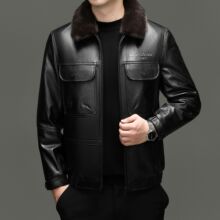 新品2025冬季全貂绒内胆牛皮恒源祥男装水貂领高端时尚牛皮衣潮