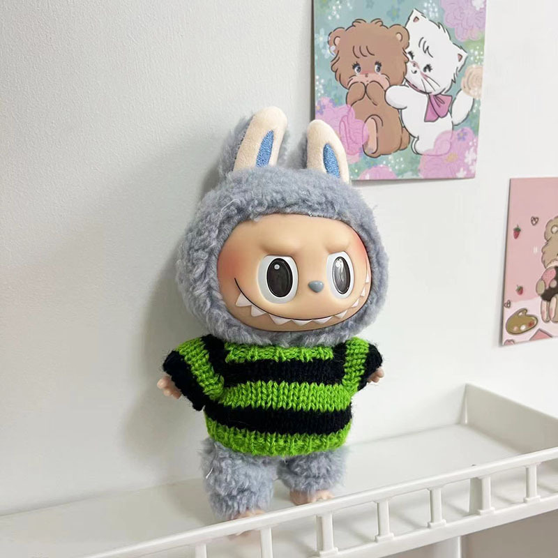 15cm ciego caja pull paño suéter pantalones macaron labubu colgante muñeca suéter Año Nuevo suéter lindo