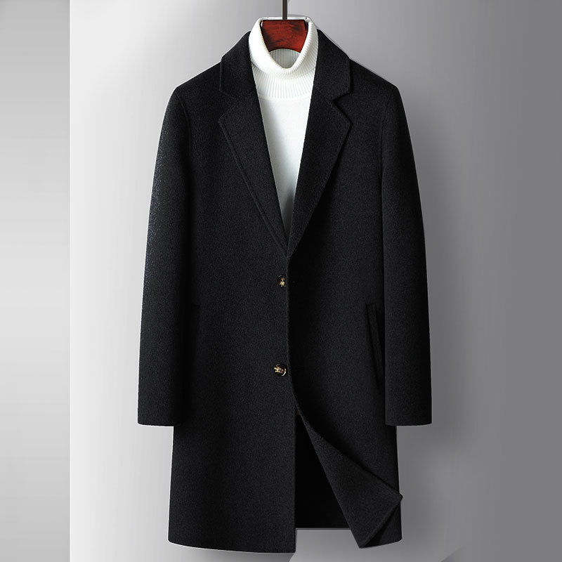 Mens Double Sided Wool Overcoat Mid Length Lightweight Business Casual Autumn Winter Collection Wholesale Available