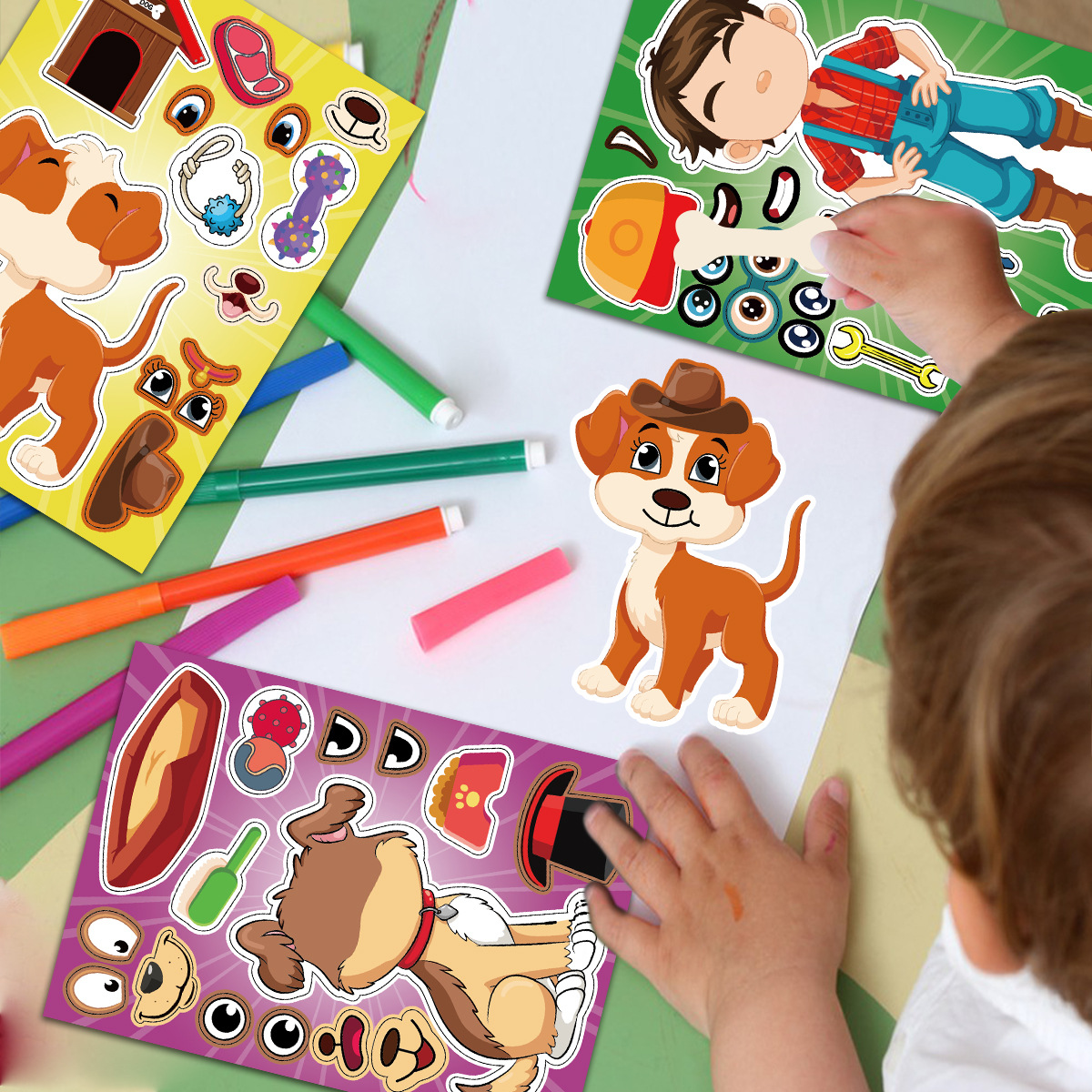 Etiqueta engomada de bricolaje de perrito ladrado Etiqueta de regalo de juguete para niños Etiqueta engomada creativa