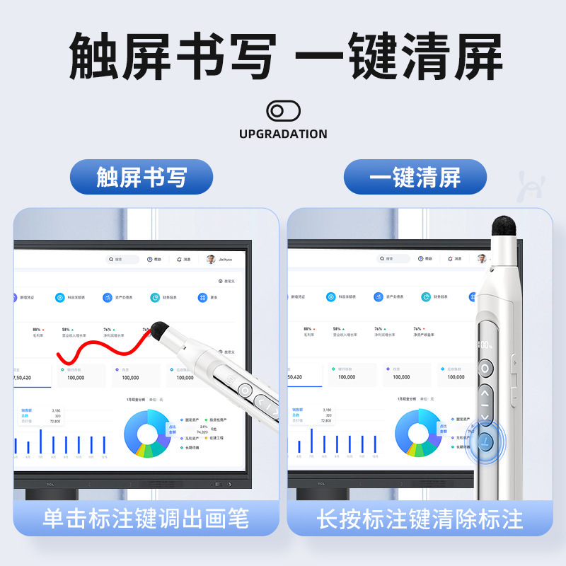 新款数显触屏翻页笔多功能商务PPT演讲伸缩教鞭教学遥控笔批|undefined