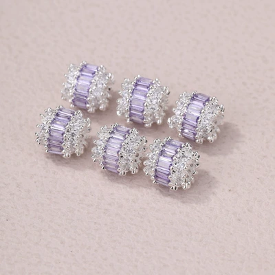 beads bracelet necklace handmade — Zərgərlik ara hissələri - no-8-silver-purple-zircon-transfer-beads