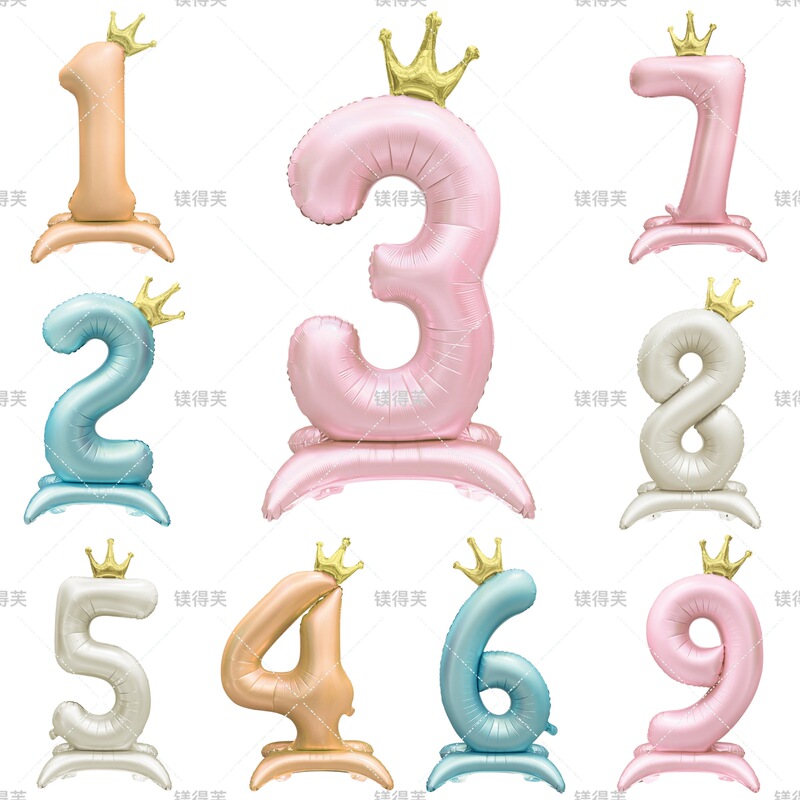 42-inch Crown Standing Digital Aluminum Film Balloon Baby's Birthday Children's Photo Room Layout Performance Props