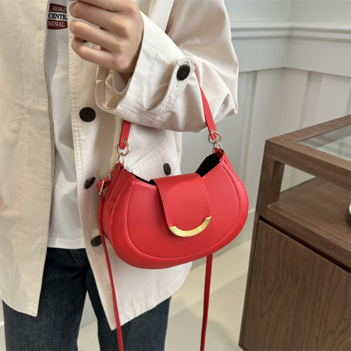 2024 New Women's Purse Solid Color Fashion Casual Crossbody Bag Unique Design Handbag for Women Simple Shoulder and Underarm Bag Trendy