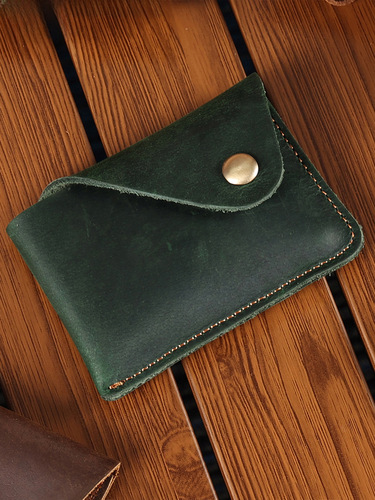 Cross-border new style handmade simple cowhide card case creative compact snap coin purse crazy horse leather Japanese retro card holder