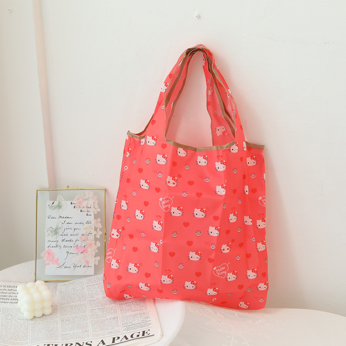Cartoon small folding shopping bag, polyester