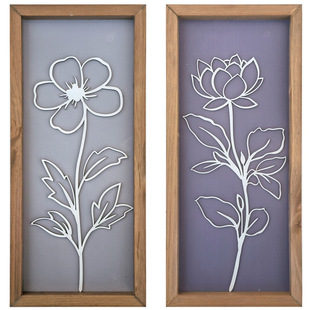 Wooden flowers 3D laser engraving layer sticker, frame decoration simple art wall sculpture flower home decoration