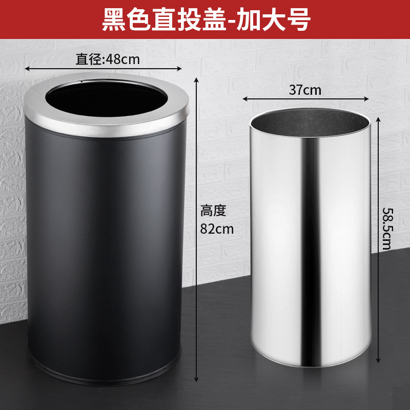 不锈钢垃圾桶批发商场酒店果皮箱大堂圆筒方形翻盖立式垃圾箱户外|undefined