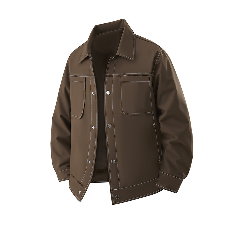 Korean Fashion Jacket Men's Spring and Autumn New Cardigan Retro Solid Color Top Large Size Loose Casual Jacket Trendy Korean Fashion Jacket Men's Spring and Autumn New Cardigan Retro Solid Color Top Large Size Loose Casual Jacket Trendy