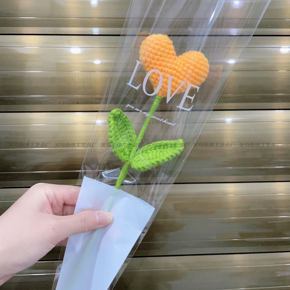 Lily tejido a mano acabado rosa Lily Tulip flor artificial lana ramo regalo