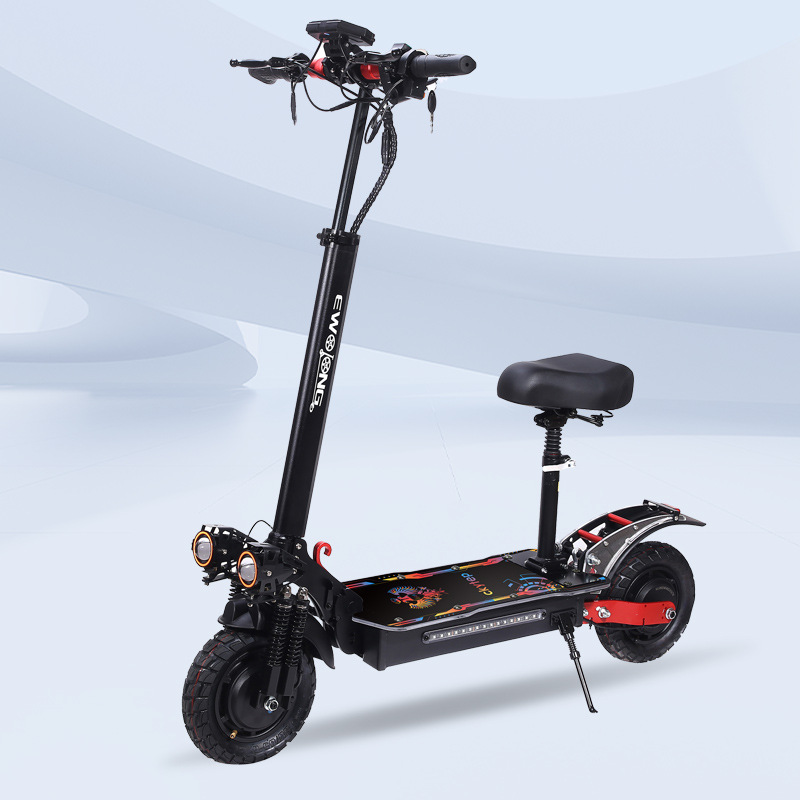 Dual-Drive Electric Scooter for Commuting, Lithium Battery Foldable Off-Road 11inch Scooter, Electric Folding Scooter for Driving