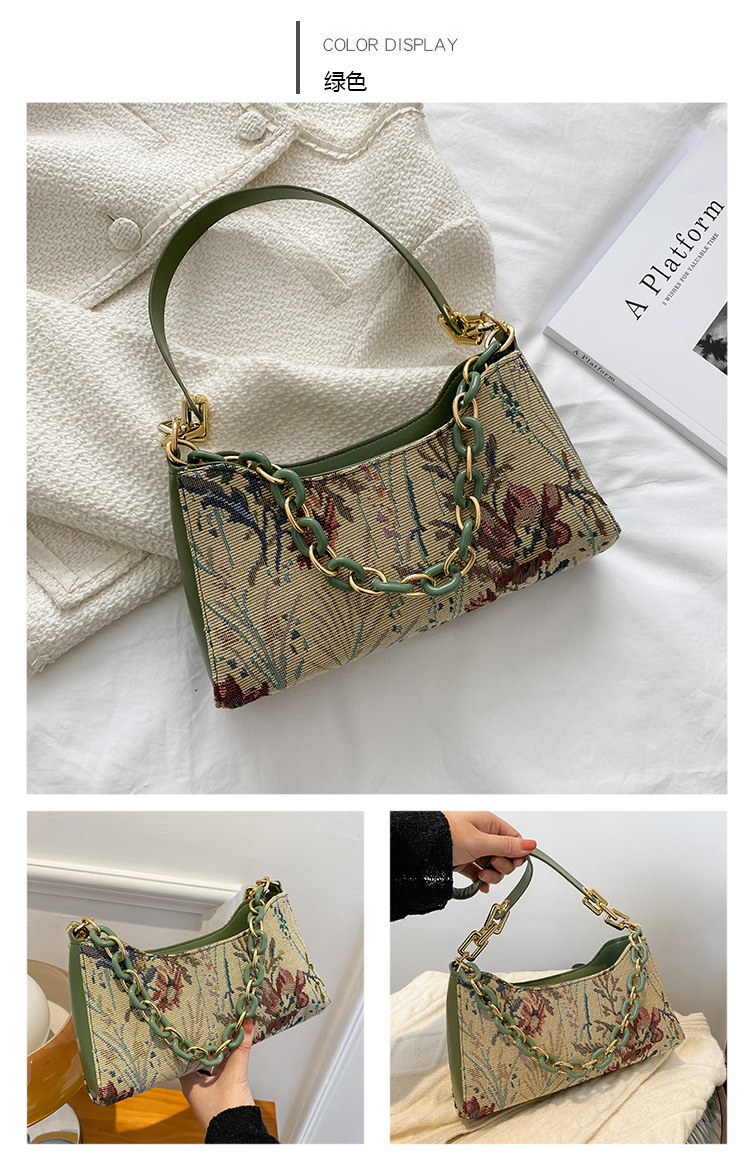 Wholesale Retro Oil Painting Flower Underarm Bag Nihaojewelry display picture 4