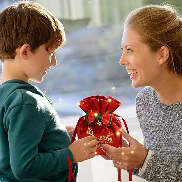 Nueva bolsa de dulces navideños transfronterizos bolsa de regalo Apple bolsa de terciopelo con cordón caja de dulces de Nochebuena