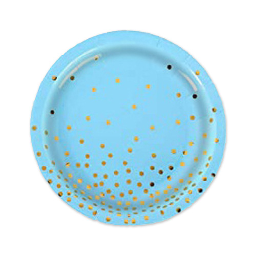 Scattered dots blue hot stamping party set disposable paper plates paper cups paper towels tableware dinner plate set party