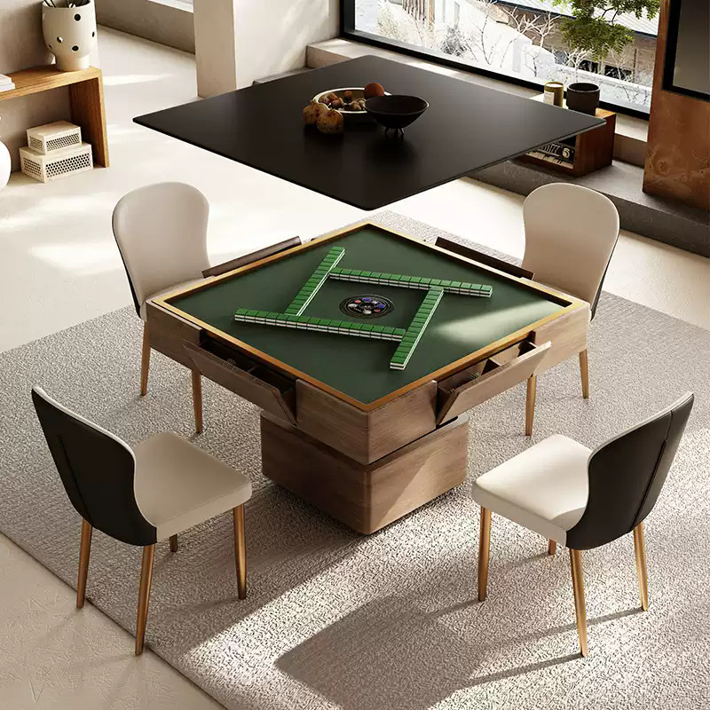 Mesa de mahjong, mesa de centro de elevación, mesa de comedor de losa de roca, sala de estar doméstica de doble uso, apartamento pequeño, estilo antiguo 2024, nuevo estilo