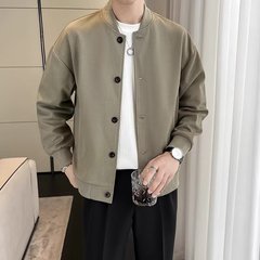 痞帅棒球服外套男士春秋高级感休闲工装夹克纯色运动上衣潮牌潮流
