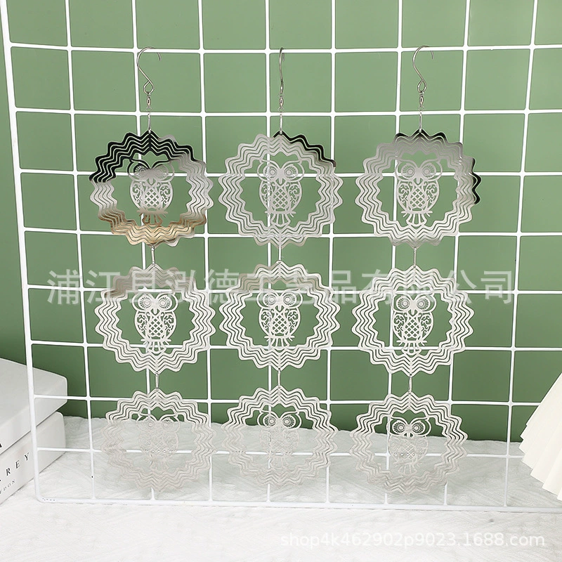 Скандинавский креативный 3D мандала из нержавеющей стали колокольчик зеркальное зеркальное отражение 3 нитки совы сад сад артефакт отпугивания птиц