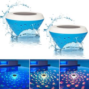 Solar fish floating pool light LED color-changing waterproof pond light water float light pool warm fountain diving light