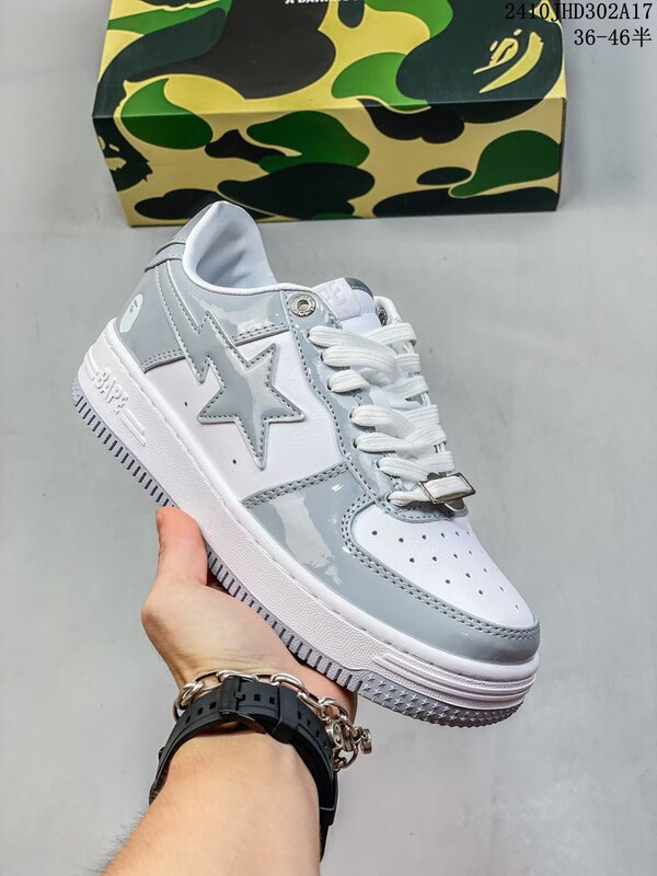 莆田工場直販 BAPESTA SK8 DUNK ストリートトレンド 黒と白のサメ カップル バイブ カジュアル シューズ|undefined