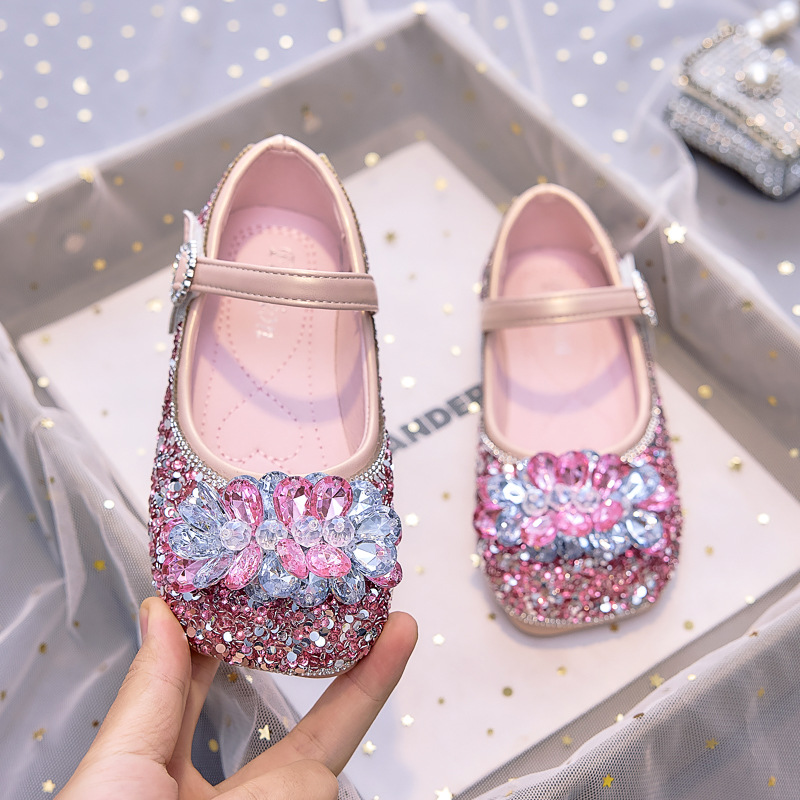 Zapatos de Cristal de Princesa para Niñas, Suela de Caucho, para Fiestas y Vestidos