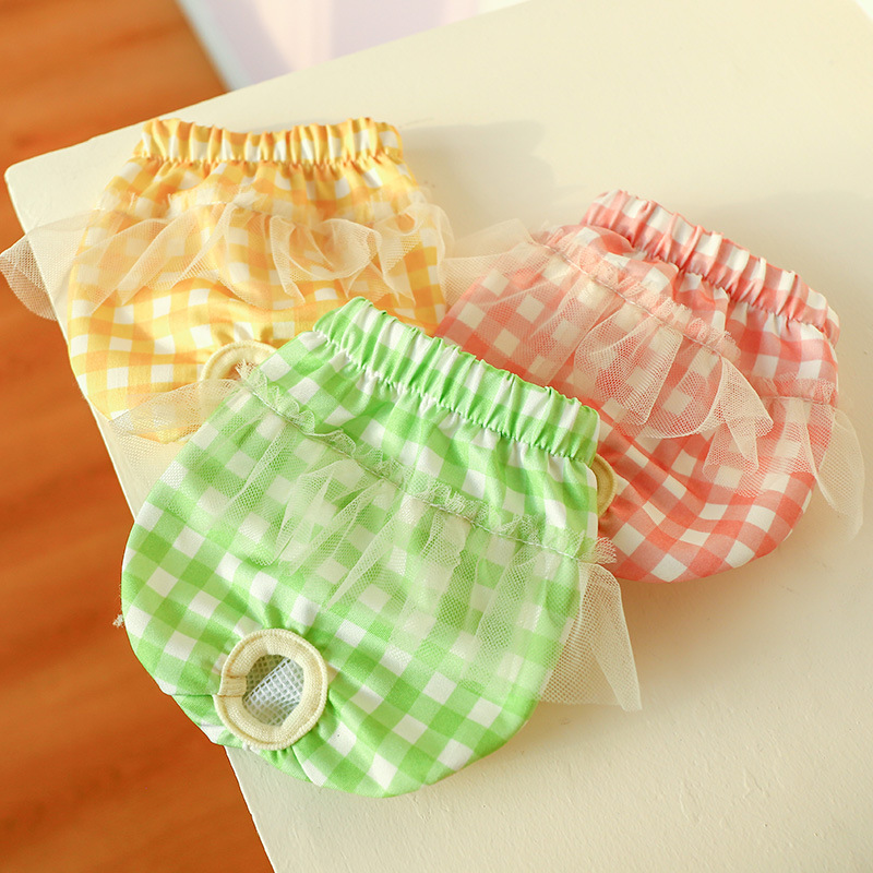 Pet Dog Manufacturer Wholesale Period Teddy Anti-Harassment Menstrual Pants Pet Supplies Menstrual Pants Grid Menstrual Pants