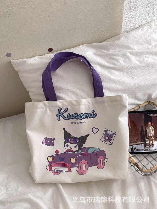 サンリオ ショッピングバッグ キャンバス かわいい クロミ シナモンドッグ メロディー かわいい 大容量 ショルダー ラージバッグ|undefined