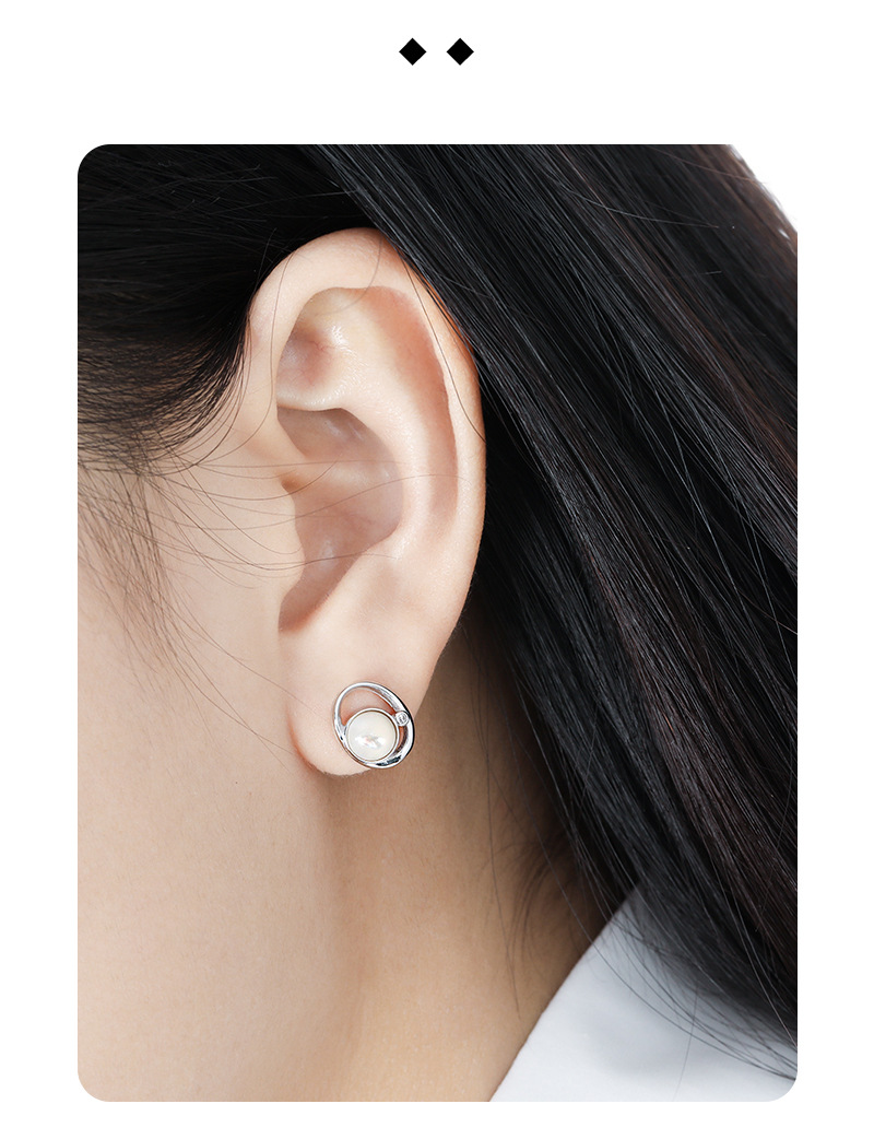 1 Pair Simple Style Classic Style Solid Color Inlay Sterling Silver Opal Ear Studs display picture 2