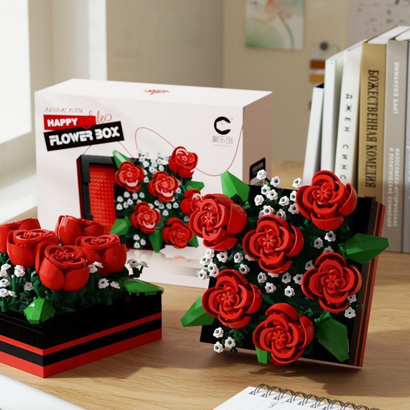 Chao Le Chuang 7345 - 7348 flores interestelares arco iris ramo de flores ensamblaje bloques de construcción juguetes para niños niñas rompecabezas adornos