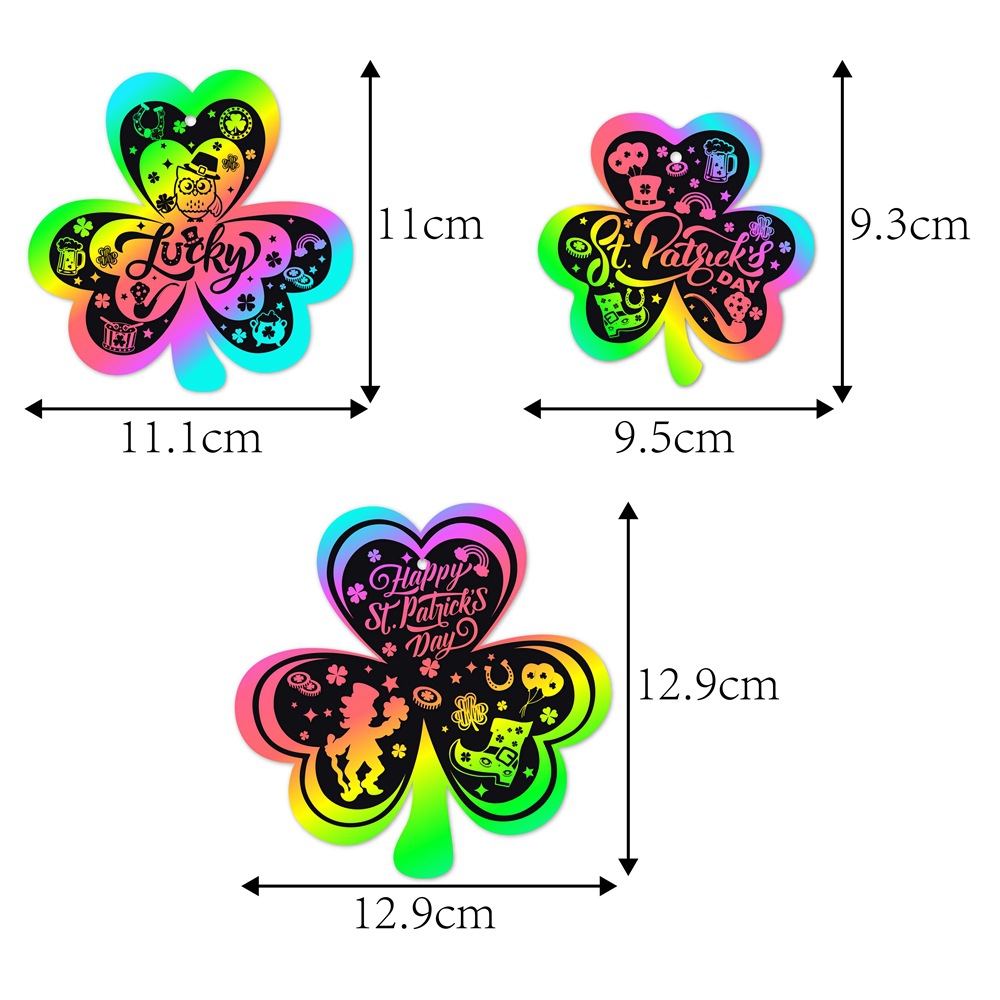 Nuevo estilo transfronterizo Día de San Patricio DIY Scratch Painting Irish Festival de tarjetas de rascar de trébol Adornos festivos