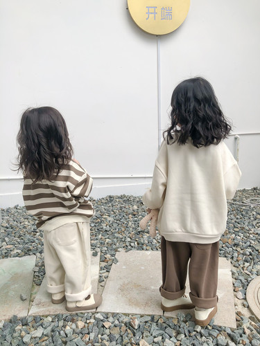 韩系儿童小熊休闲套装2022年秋款刺绣套装宝宝卡通套头卫衣