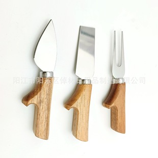 Wooden Handle Cheese Knife Set Butter Cheese Knife Four-Piece Stainless Steel Cheese Knife Set Cheese Knife