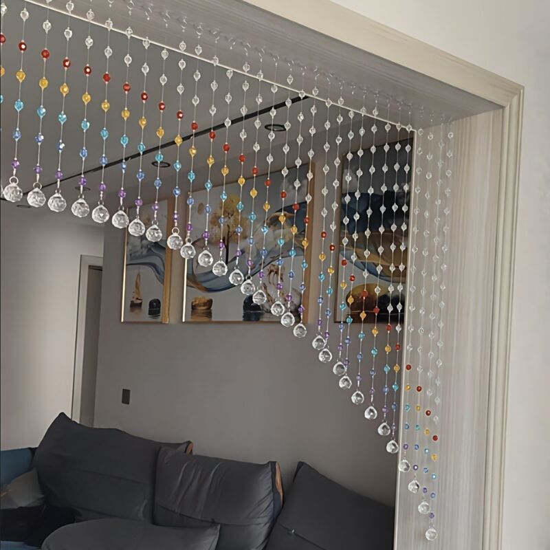 Partition Door Curtain, Hanging Curtain to Block the Restaurant, Crystal Bead Curtain, Hanging Curtain, Living Room Entrance Curtain, No Need to Punch Holes