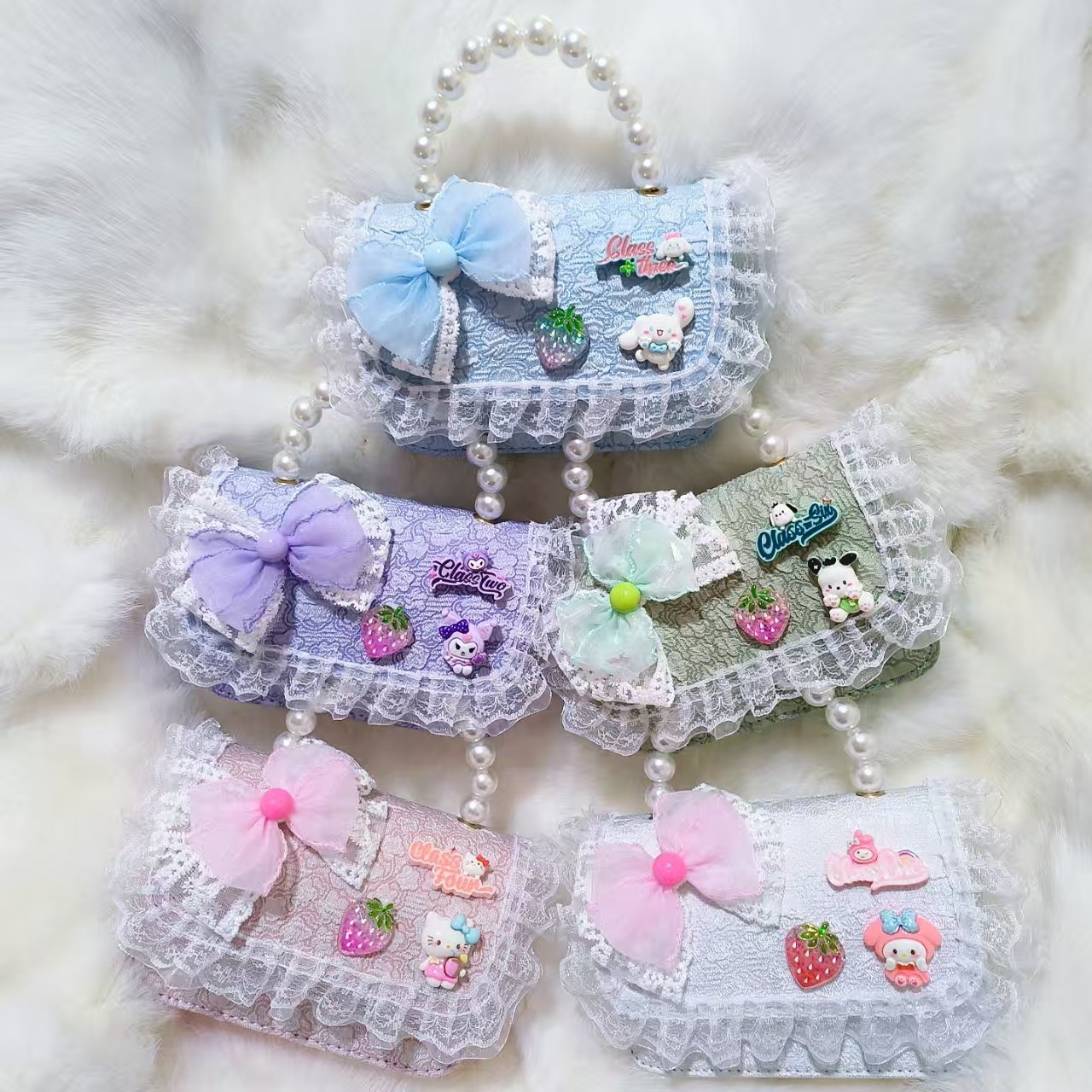 Bolso de perlas, bolso de cambio, bolso de accesorios, bolso de Año Nuevo para chicas, bolso de Año Nuevo, bolso pequeño, bolso cuadrado.