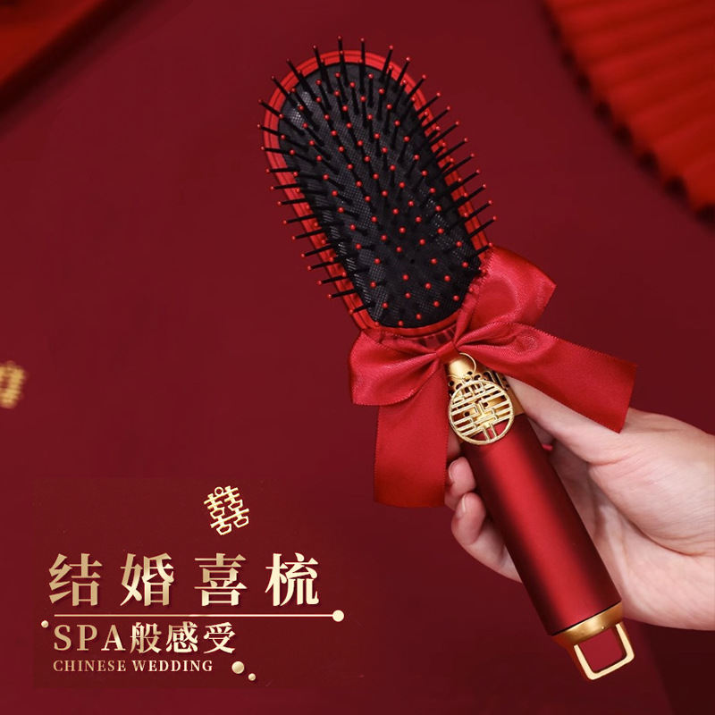 Boda rojo airbag masaje peine nueva pareja hogar electrostático peine pelo curling peine cojín de aire peine para regalo al por mayor