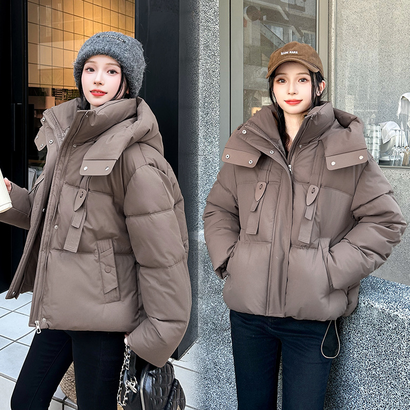 Invierno plumón de algodón mujer 2025 nuevo abrigo de algodón con capuz suelto hombre pequeño chaqueta de algodón de moda de pan coreano image 4