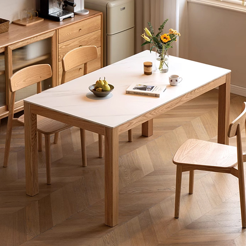 Shun Yi Furniture Rock Board Dining Table Household Solid Wood Dining Table Log Dining Table Red Oak Rectangular Workbench Desk