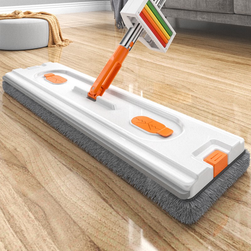 Rainbow Roller Water-Squeezing Mop, Hands-Free Flat Mop with Built-In Water Scraper, Dual-Use Wet and Dry Flat Mop