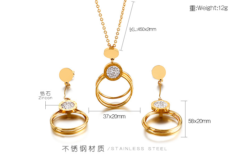 wholesale new style round multi-layer stainless steel necklace earring set Nihaojewelry