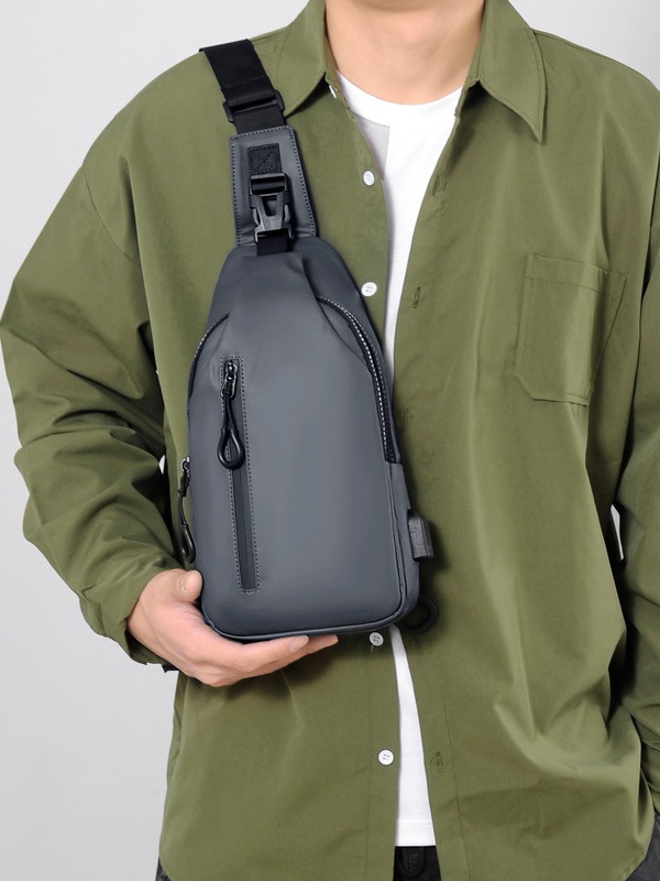 Strict Selection of Cross-border New Fashion Shoulder Bag USB European and American Trend Crossbody Bag Leather Film Water-repellent Outdoor Small Satchel