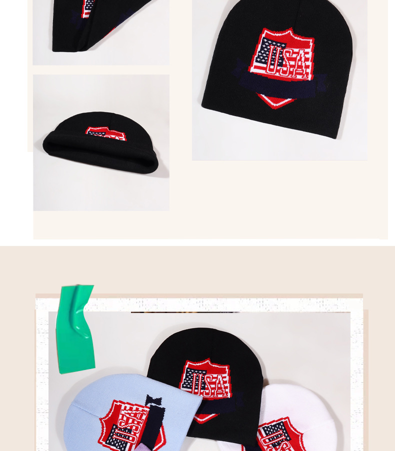 Unisex Flag shield jacquard knit cap simple_voghion.com