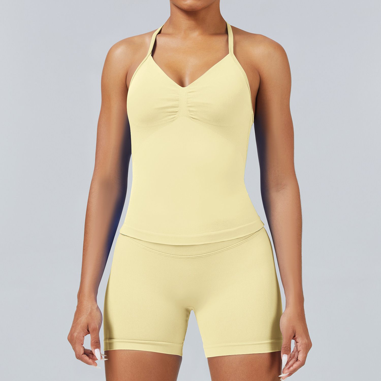 Conjunto de yoga transfronterizo europeo-americano, conjunto de mel de melocotón seco rápido, conjunto de acondicionamiento físico transpirable, conjunto de deportes al aire libre
