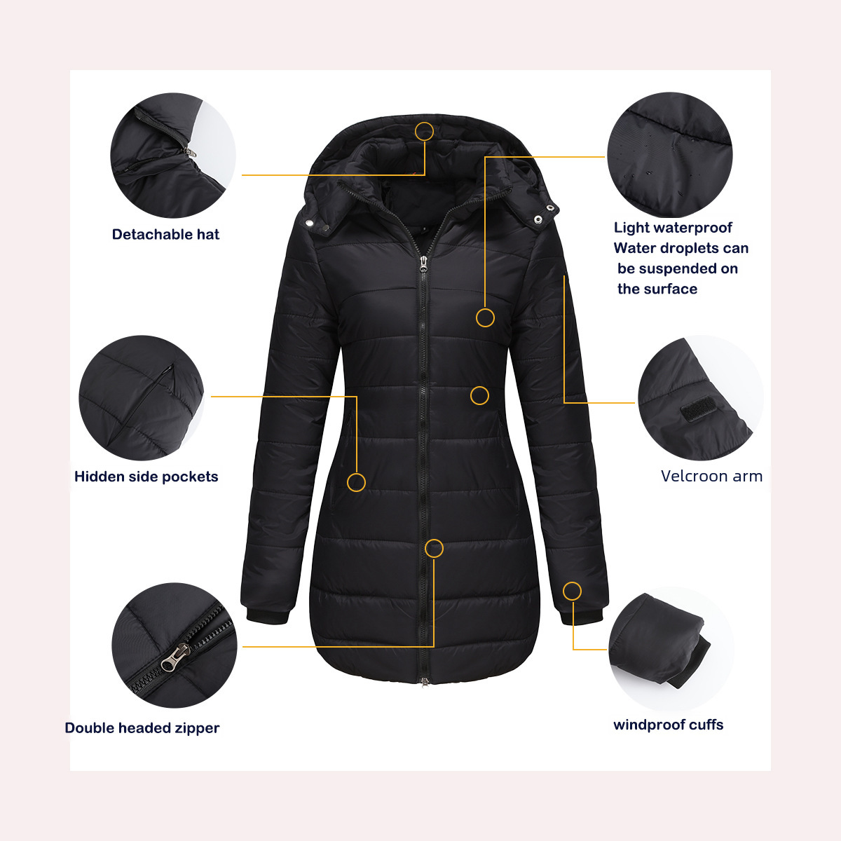 Women's Winter Parka Coat Waterproof Warm Cotton Padded Jacket_voghion.com