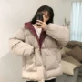 冬季两面穿连帽宽松棉服