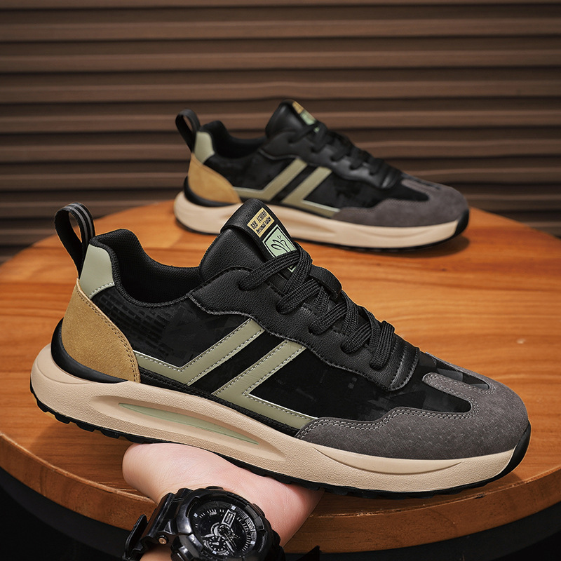 Men's Shoes, New Autumn and Winter Fashion Casual Shoes, Retro Genuine Leather Low-Top Forrest Gump Shoes, All-Season Sports Thick-Soled Dad Shoes