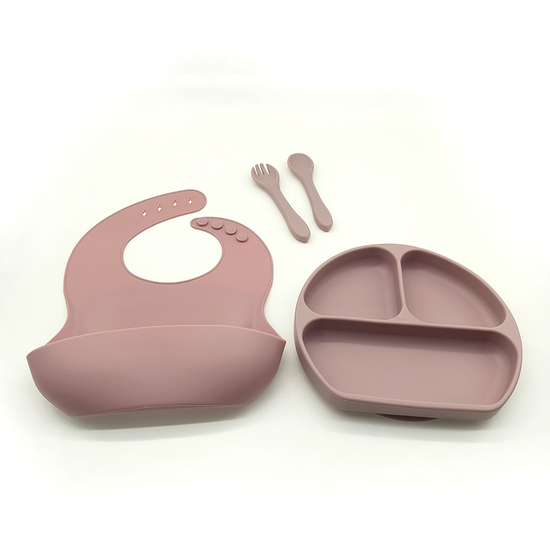 Complemento alimenticio transfronterizo para niños, plato de silicona, plato de suplemento alimenticio para bebés, plato de comida sonriente de seis piezas, vajilla para alimentación maternoinfantil al por mayor