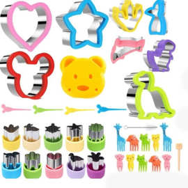 亚马逊35件套不锈钢切模卡通饼干模具三明治蔬菜印花水果压花模具