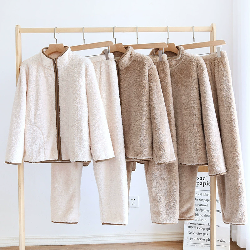 Пижама японская фланелевая демисезонная теплая с молнией для любимого, с длинным рукавом для мужчин и женщин
